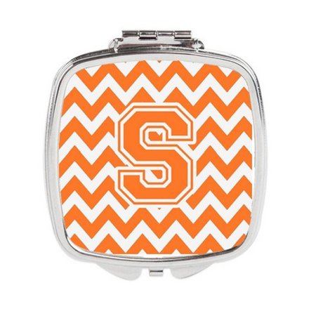 CAROLINES TREASURES Letter S Chevron Orange and White Compact Mirror CJ1046-SSCM